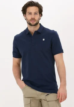 donkerblauwe g-star raw polo dunda slim polo s/s