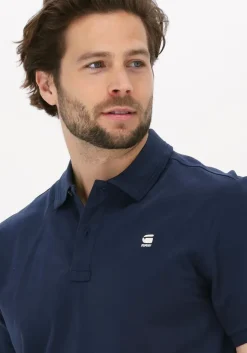 donkerblauwe g-star raw polo dunda slim polo s/s