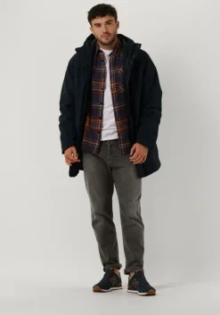 donkerblauwe krakatau gewatteerde jas qm374