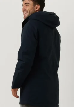 donkerblauwe krakatau gewatteerde jas qm374