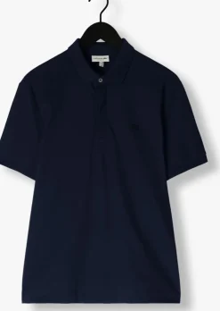 donkerblauwe lacoste polo regular fit cotton blend polo shirt