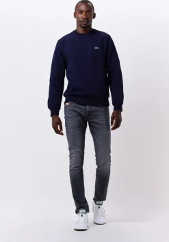 donkerblauwe lacoste sweater classic fit brushed fleece sweatshirt