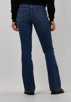 donkerblauwe lee flared jeans breese boot