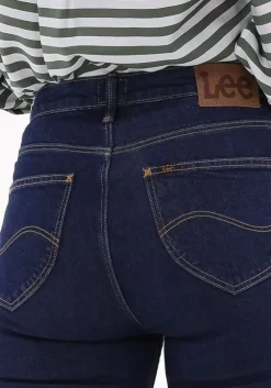 donkerblauwe lee straight leg jeans breese flare