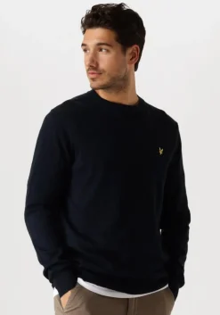 donkerblauwe lyle & scott trui cotton merino crew neck jumper
