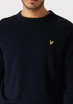 donkerblauwe lyle & scott trui cotton merino crew neck jumper