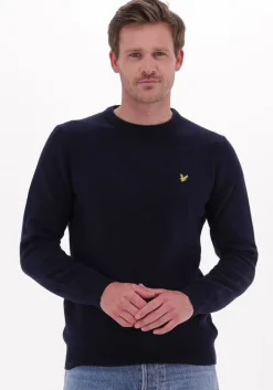 donkerblauwe lyle & scott trui crew neck lambswool blend jump