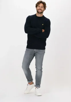 donkerblauwe lyle & scott trui crew neck lambswool blend jump