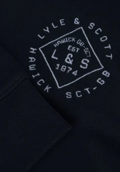 donkerblauwe lyle & scott sweater stamp crew neck sweatshirt