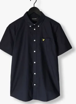 donkerblauwe lyle & scott casual overhemd short sleeve oxford shirt