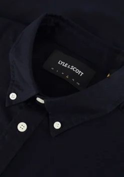 donkerblauwe lyle & scott casual overhemd short sleeve oxford shirt