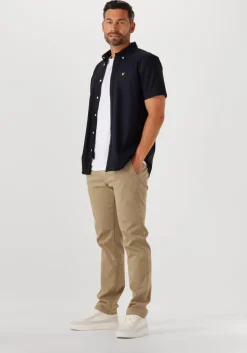 donkerblauwe lyle & scott casual overhemd short sleeve oxford shirt
