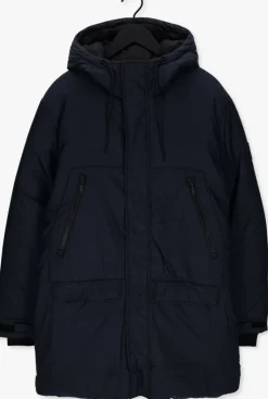 donkerblauwe lyle & scott gewatteerde jas long line internal padded jacket