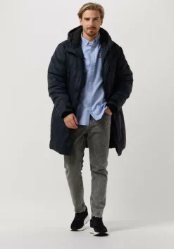 donkerblauwe lyle & scott gewatteerde jas long line internal padded jacket