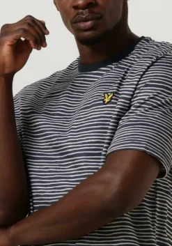 donkerblauwe lyle & scott t-shirt breton stripe t-shirt