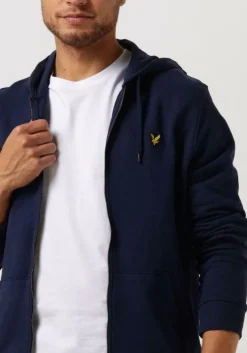 donkerblauwe lyle & scott trui zip through hoodie