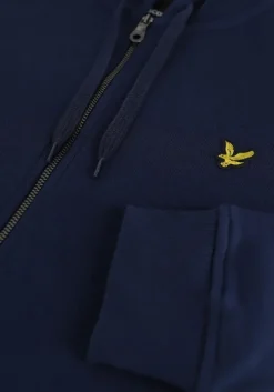 donkerblauwe lyle & scott trui zip through hoodie