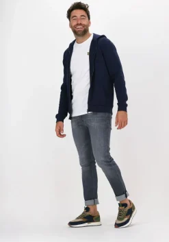 donkerblauwe lyle & scott trui zip through hoodie