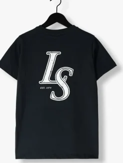 donkerblauwe lyle & scott t-shirt ls monogram print t-shirt