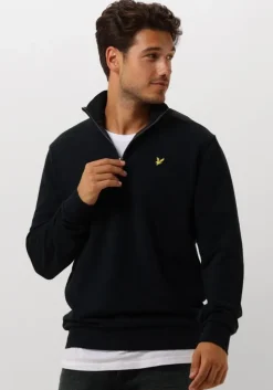 donkerblauwe lyle & scott sweater loopback quarter zip sweat