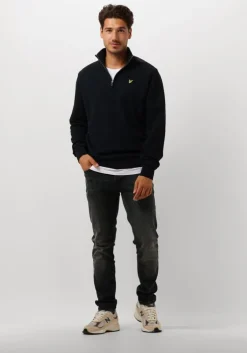 donkerblauwe lyle & scott sweater loopback quarter zip sweat
