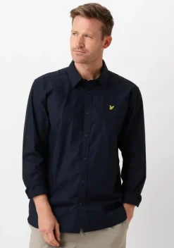 donkerblauwe lyle & scott casual overhemd long sleeve poplin