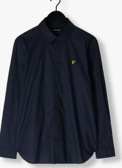 donkerblauwe lyle & scott casual overhemd long sleeve poplin