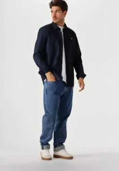 donkerblauwe lyle & scott casual overhemd long sleeve poplin