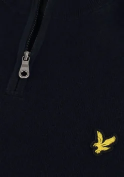 donkerblauwe lyle & scott trui cotton merino quarter zip jumper