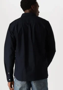 donkerblauwe lyle & scott casual overhemd plain oxford shirt