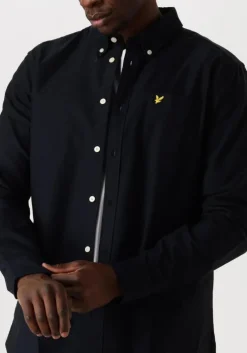 donkerblauwe lyle & scott casual overhemd plain oxford shirt