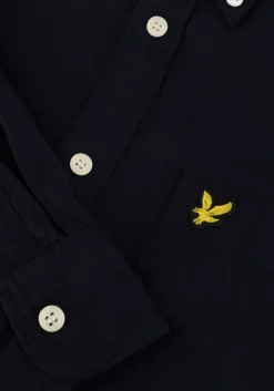 donkerblauwe lyle & scott casual overhemd plain oxford shirt