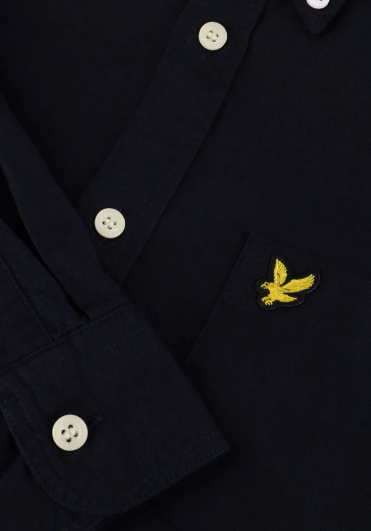 donkerblauwe lyle & scott casual overhemd plain oxford shirt