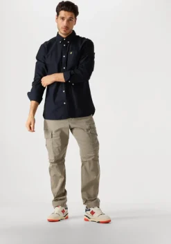 donkerblauwe lyle & scott casual overhemd plain oxford shirt