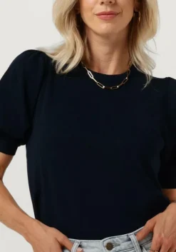 donkerblauwe minus top liva knit tee