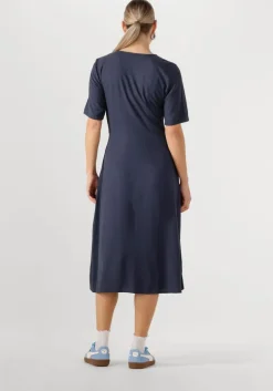 donkerblauwe modström midi jurk miguelmd ss dress