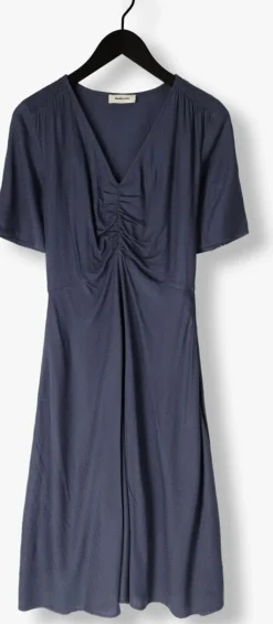 donkerblauwe modström midi jurk miguelmd ss dress