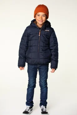 donkerblauwe moodstreet gewatteerde jas winterjacket james