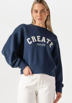 donkerblauwe mos mosh trui mmcelli o-ls sweatshirt