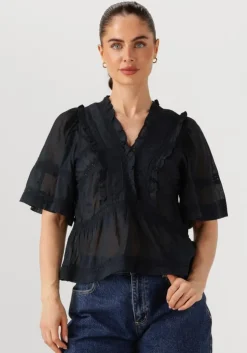 donkerblauwe neo noir blouses evienne s voile top