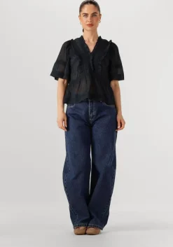 donkerblauwe neo noir blouses evienne s voile top