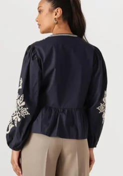 donkerblauwe neo noir blouses ginia emb blouse