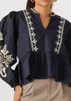 donkerblauwe neo noir blouses ginia emb blouse