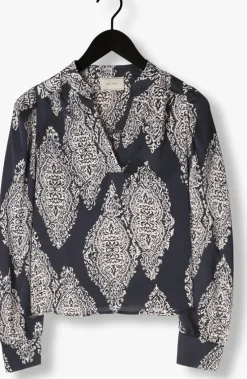 donkerblauwe neo noir blouses rosslyn paisley drop blouse