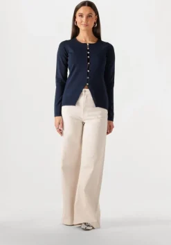 donkerblauwe neo noir blouses teller knit blouse