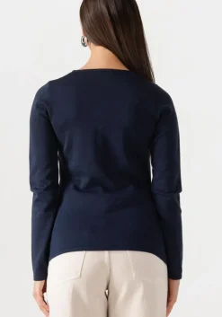 donkerblauwe neo noir blouses teller knit blouse