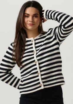 donkerblauwe neo noir vest limone stripe knit jacket