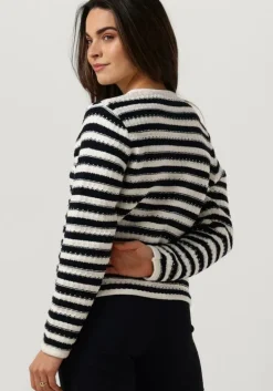 donkerblauwe neo noir vest limone stripe knit jacket
