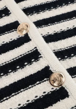 donkerblauwe neo noir vest limone stripe knit jacket