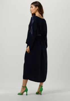 donkerblauwe notre-v midi jurk nv-belle midi dress